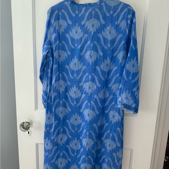 Nemo with Love Sapphire Short Kaftan Dress Ikat Blue $278 NWT Medium Tuckernuck - Picture 9 of 9